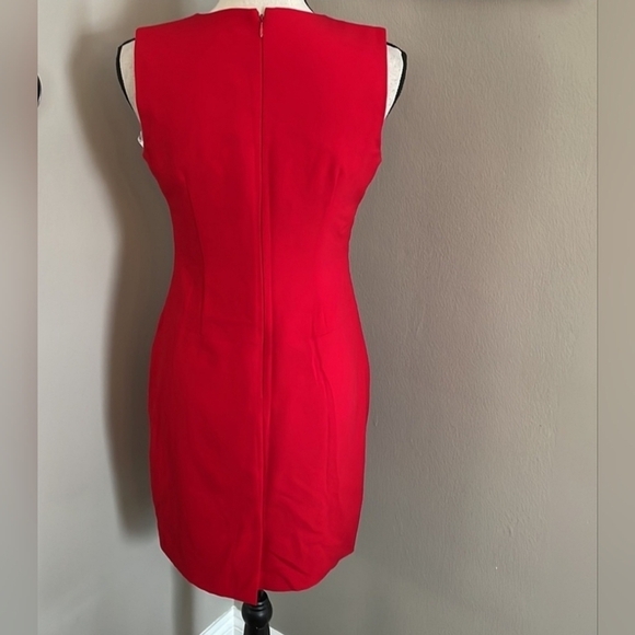 Calvin Klein red zipper fitted bodycon business casual cocktail dress - Picture 5 of 5